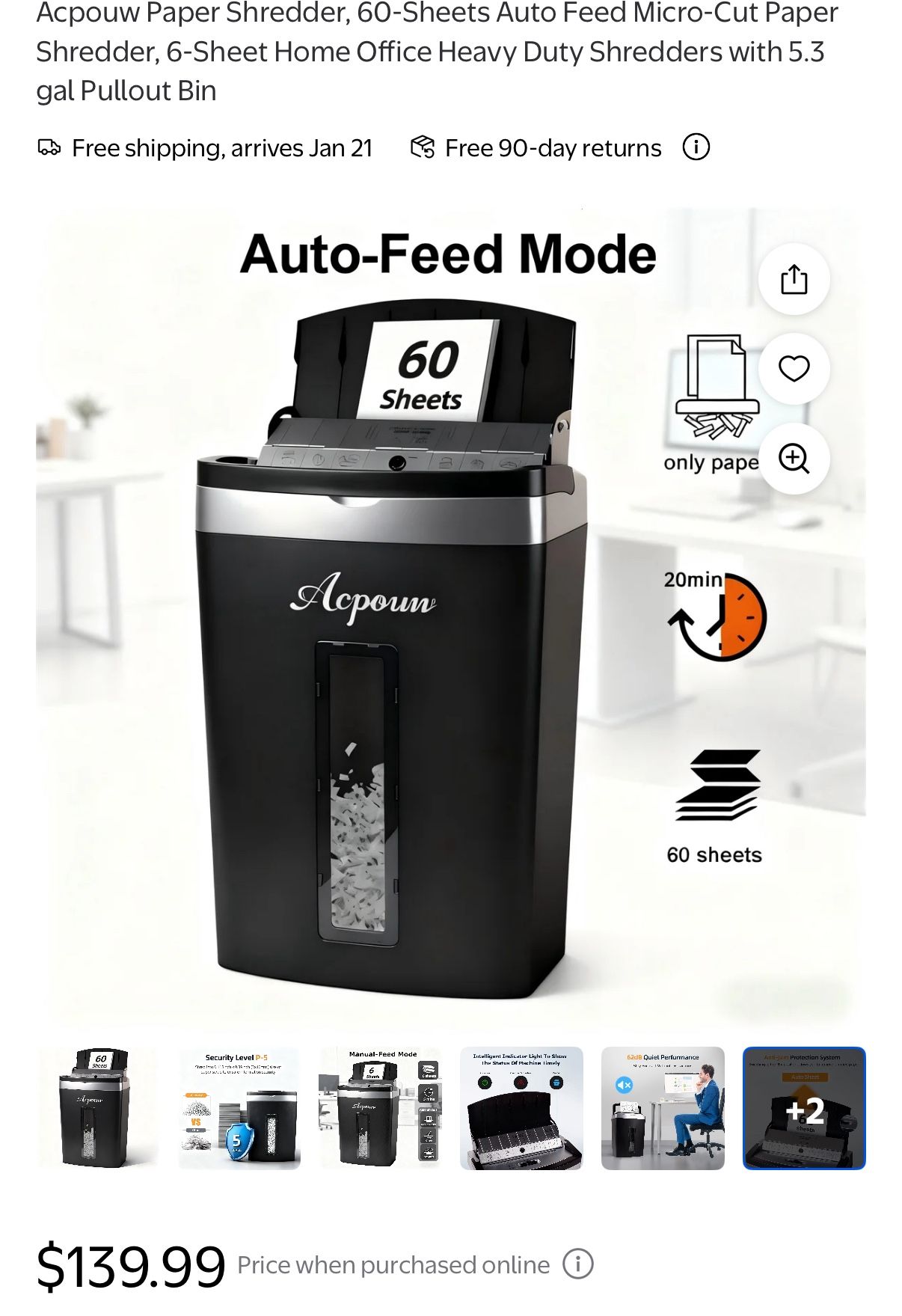 Paper Shredder Micro-Cut, 60-Sheet Auto Feed - photo 5