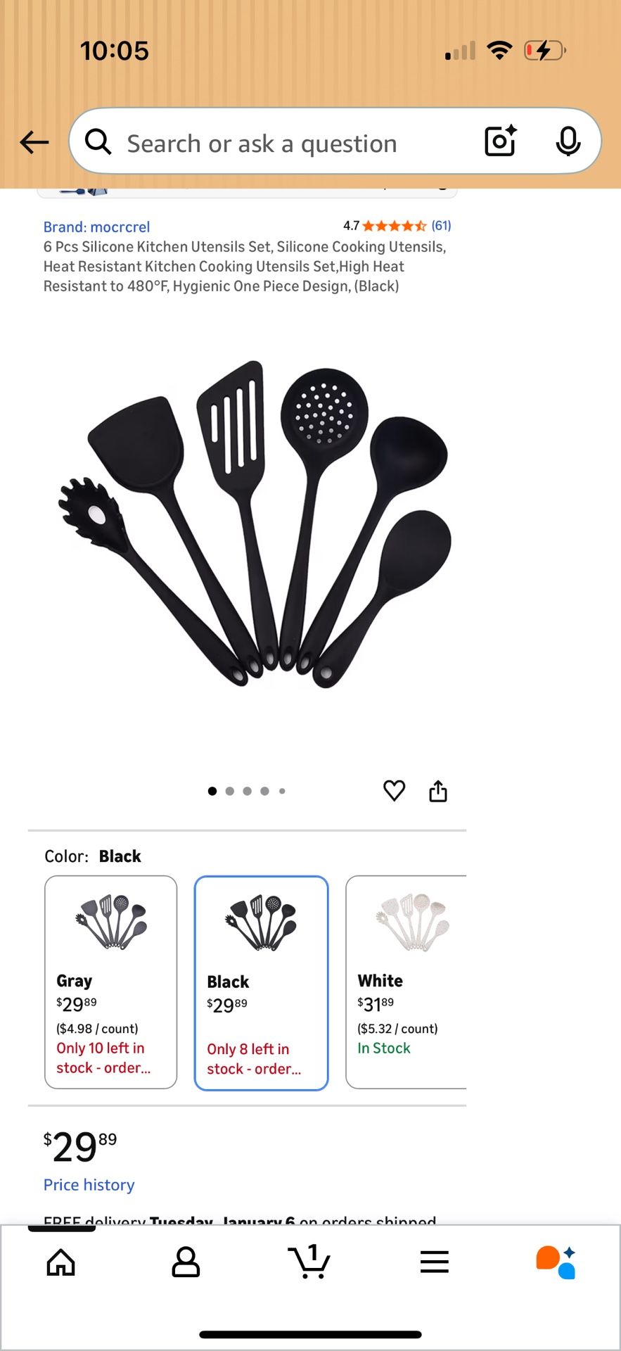 6 Pcs Silicone Kitchen Utensils Set - Heat Resistant - photo 2