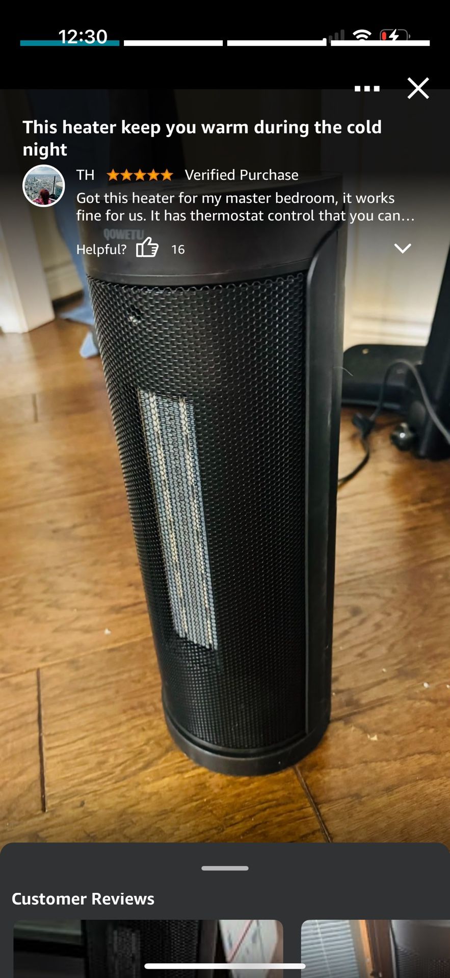 QOWETU 17" Portable 1500W Oscillating Space Heater with Remote - photo 3