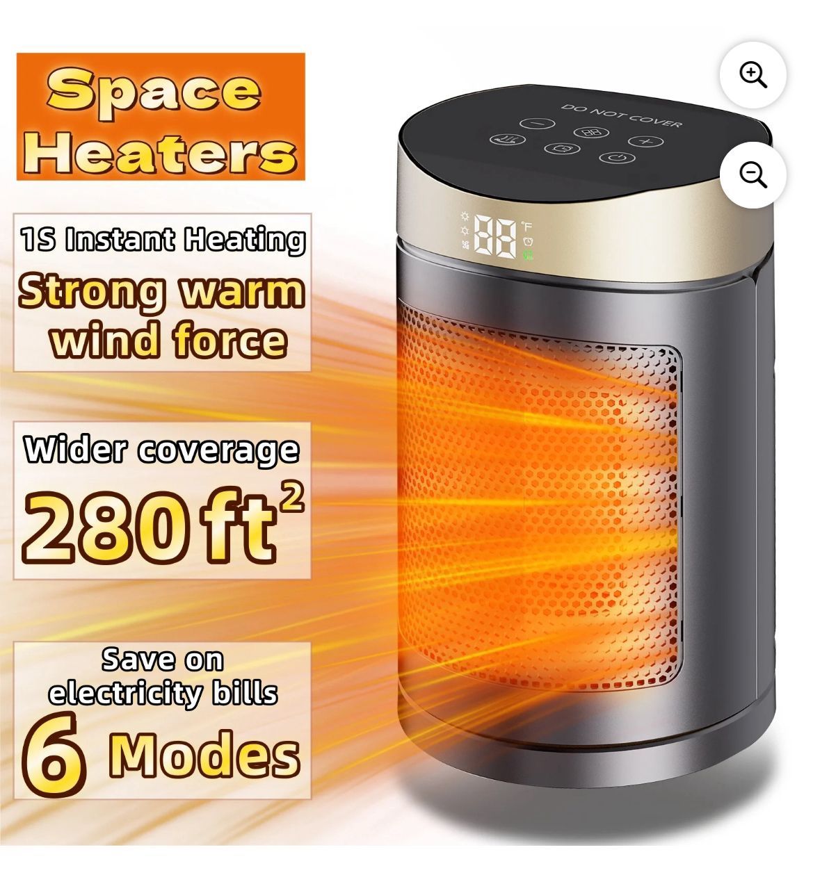 Portable 1500W PTC Ceramic Space Heater with Remote - photo 2