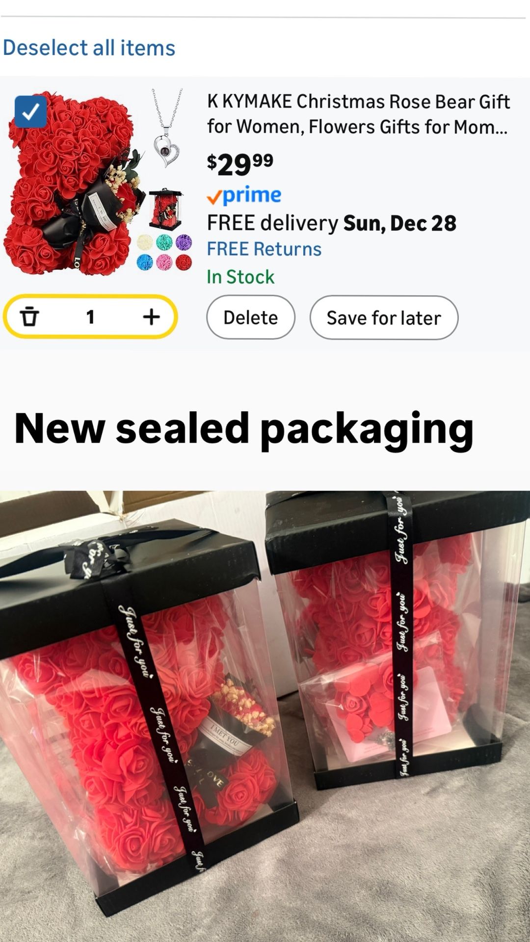 Christmas Rose Bear Gift for Women
