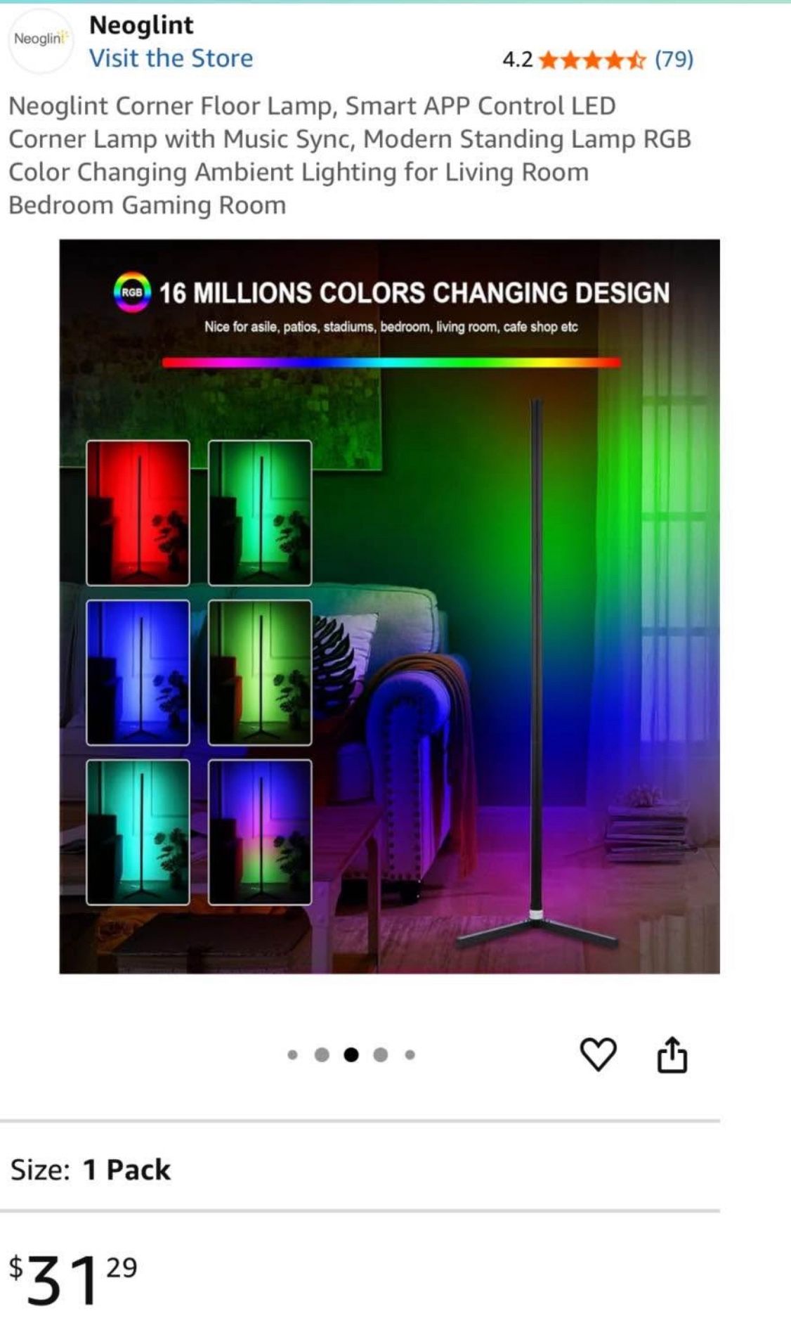 RGB LED Corner Floor Lamp with App & Remote Control - photo 4