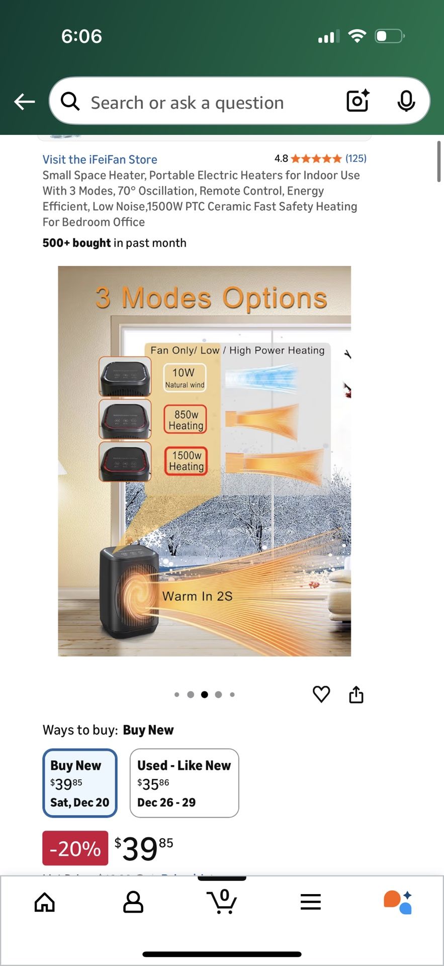 Portable Electric Space Heater with Remote and Oscillation - photo 5