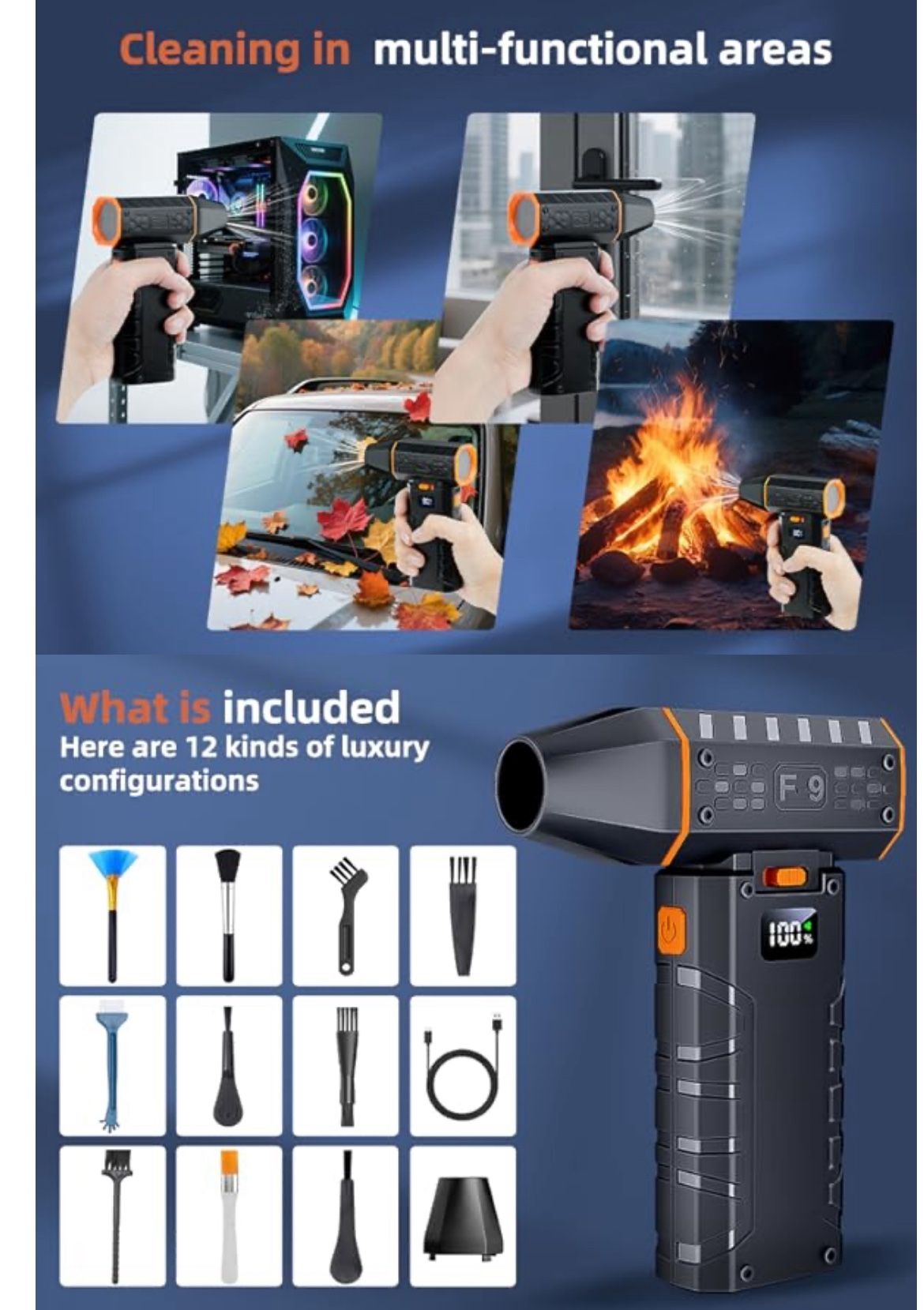 Rechargeable Cordless Electric Air Duster - 130,000 RPM - photo 5