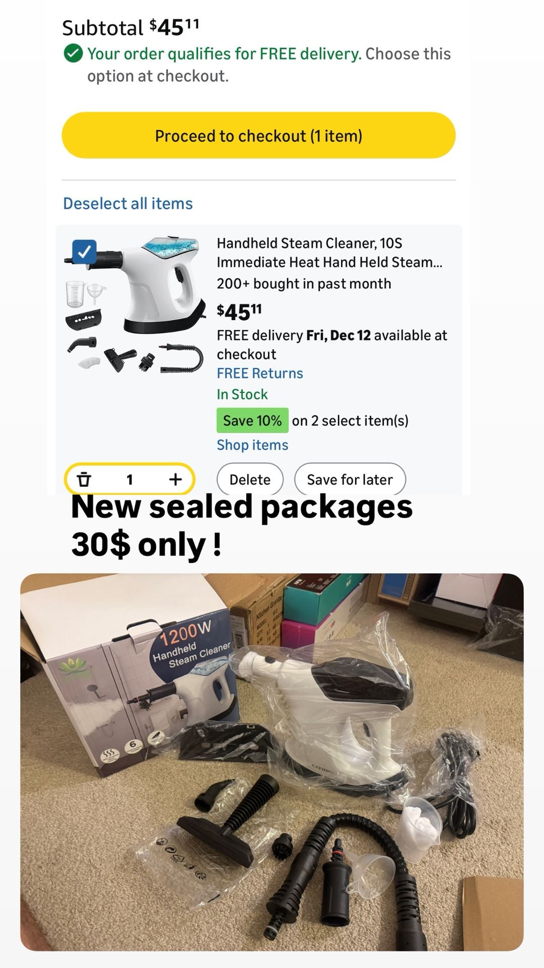 Handheld Steam Cleaner with 9 Accessories - photo 2