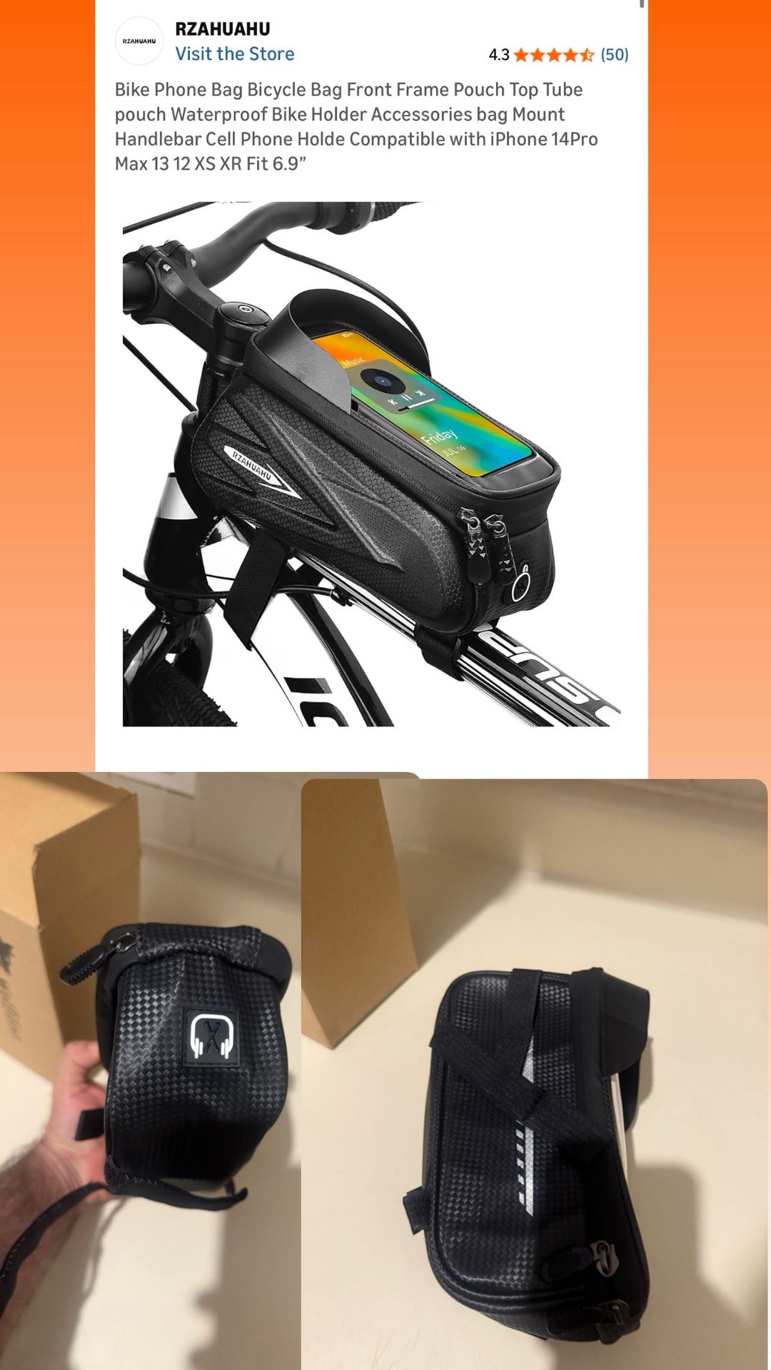 Waterproof Bike Phone Bag Front Frame Pouch