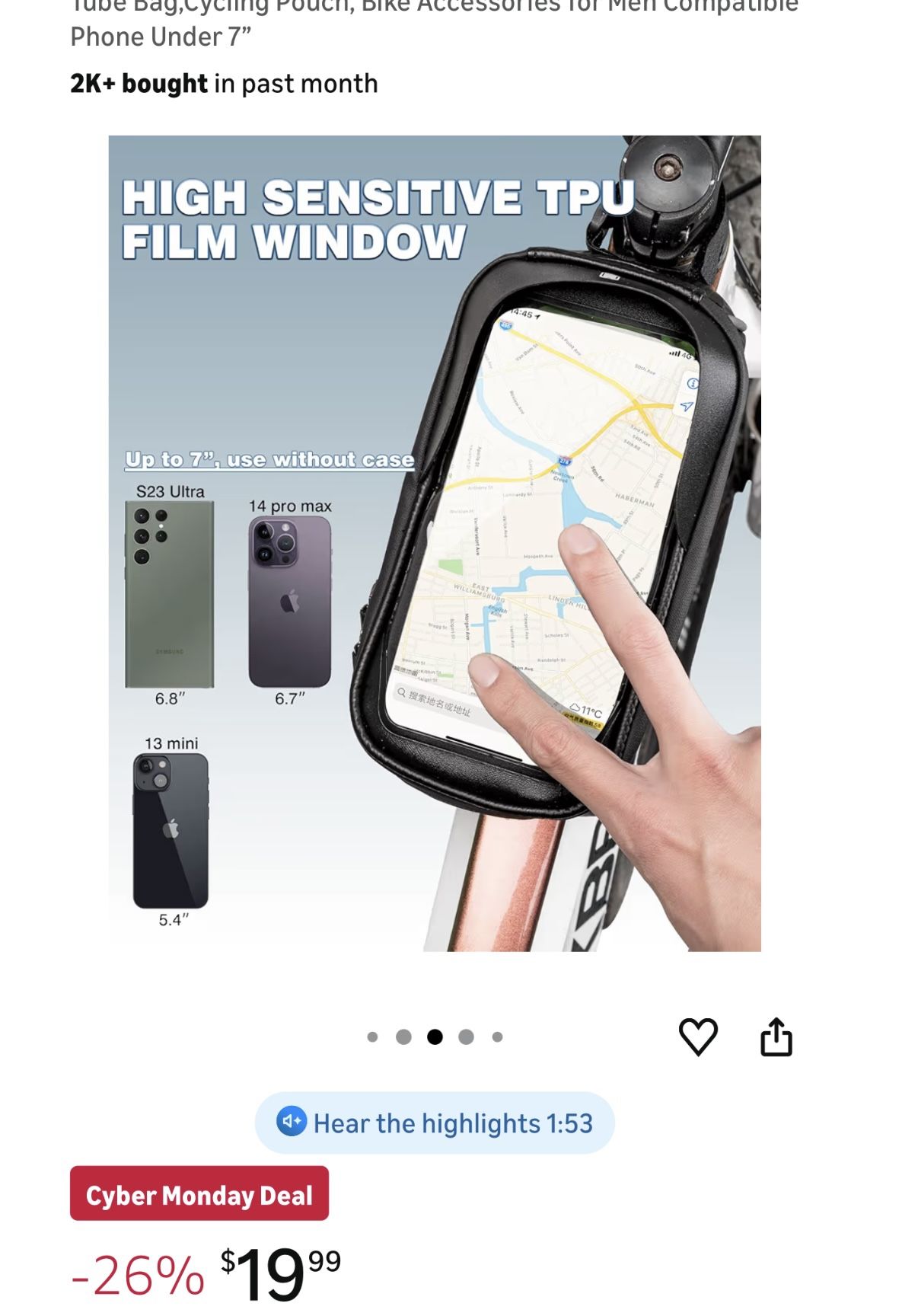 Waterproof Bike Phone Bag Front Frame Pouch - photo 2