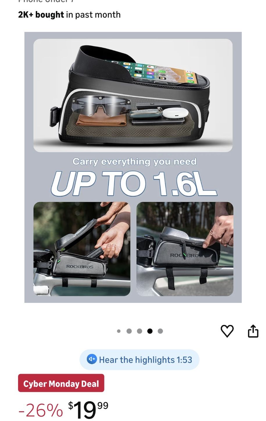 Waterproof Bike Phone Bag Front Frame Pouch - photo 5