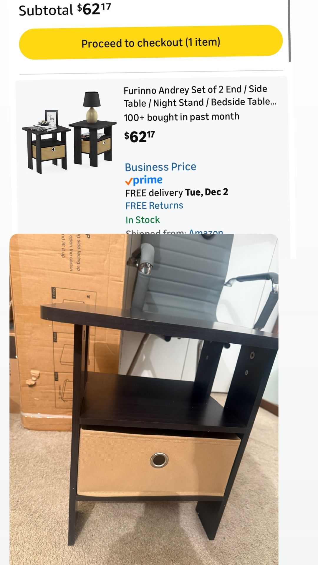 Side Table, End Table, Night Stand with Storage - Espresso