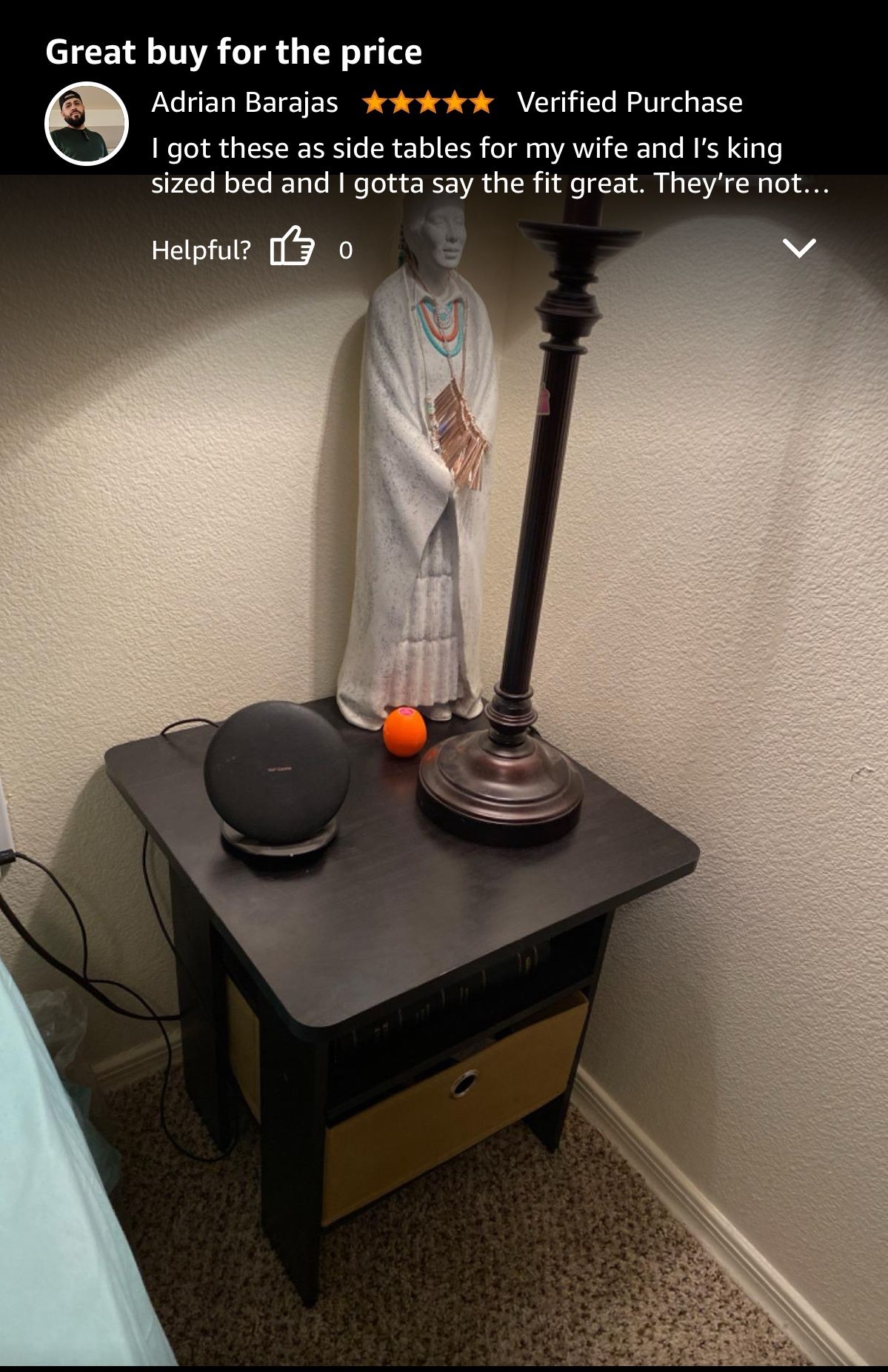 Side Table, End Table, Night Stand with Storage - Espresso - photo 3