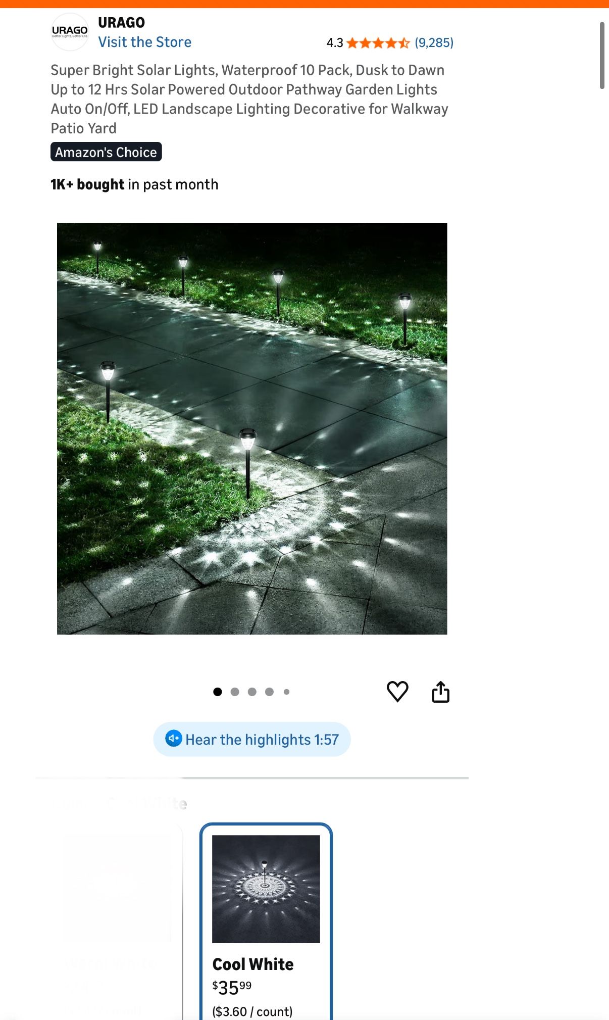 10 Pack Super Bright Waterproof Solar Pathway Lights - photo 3