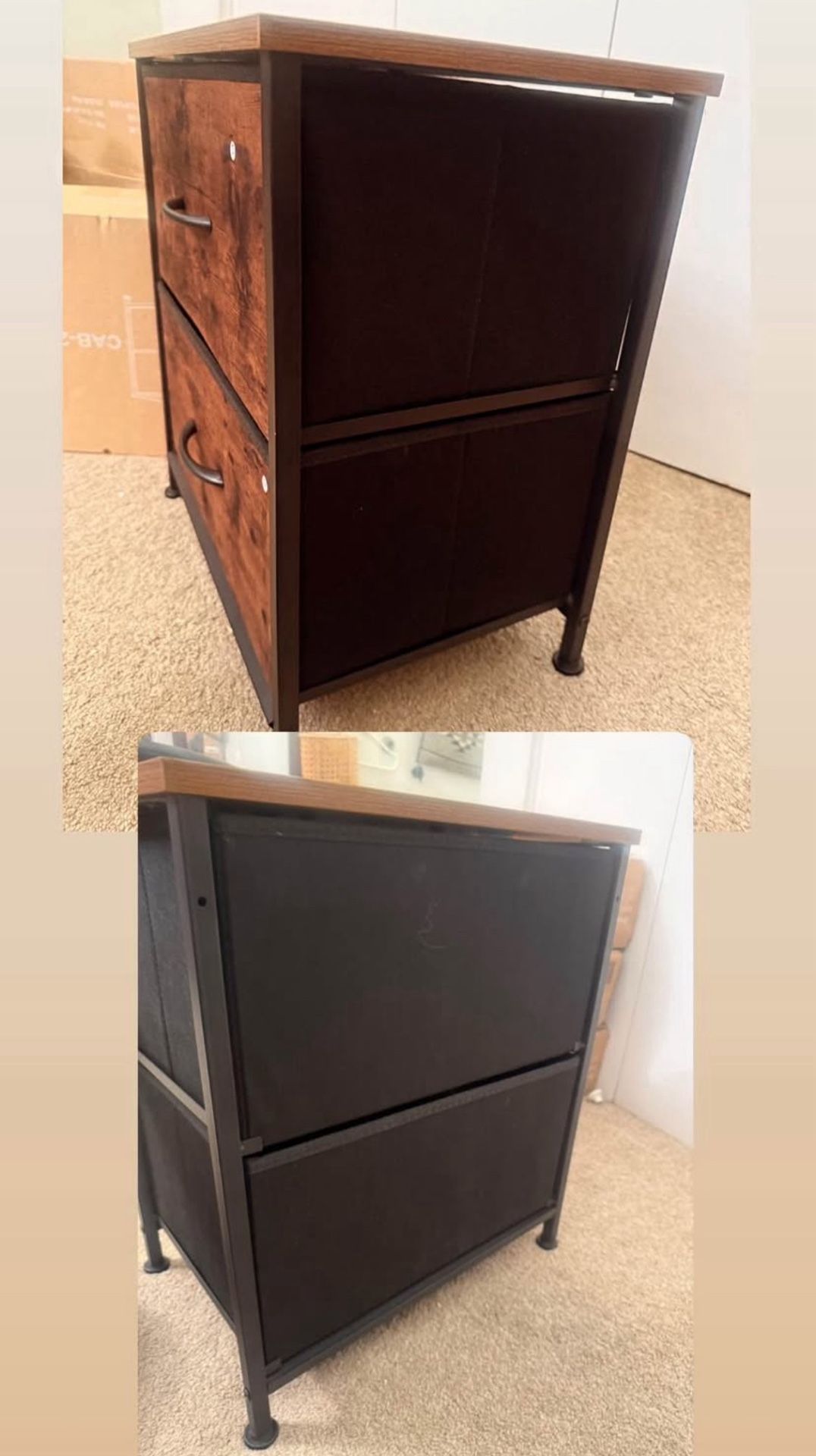 Nightstand Side Table with Fabric Drawer 24-Inch Tall - photo 3