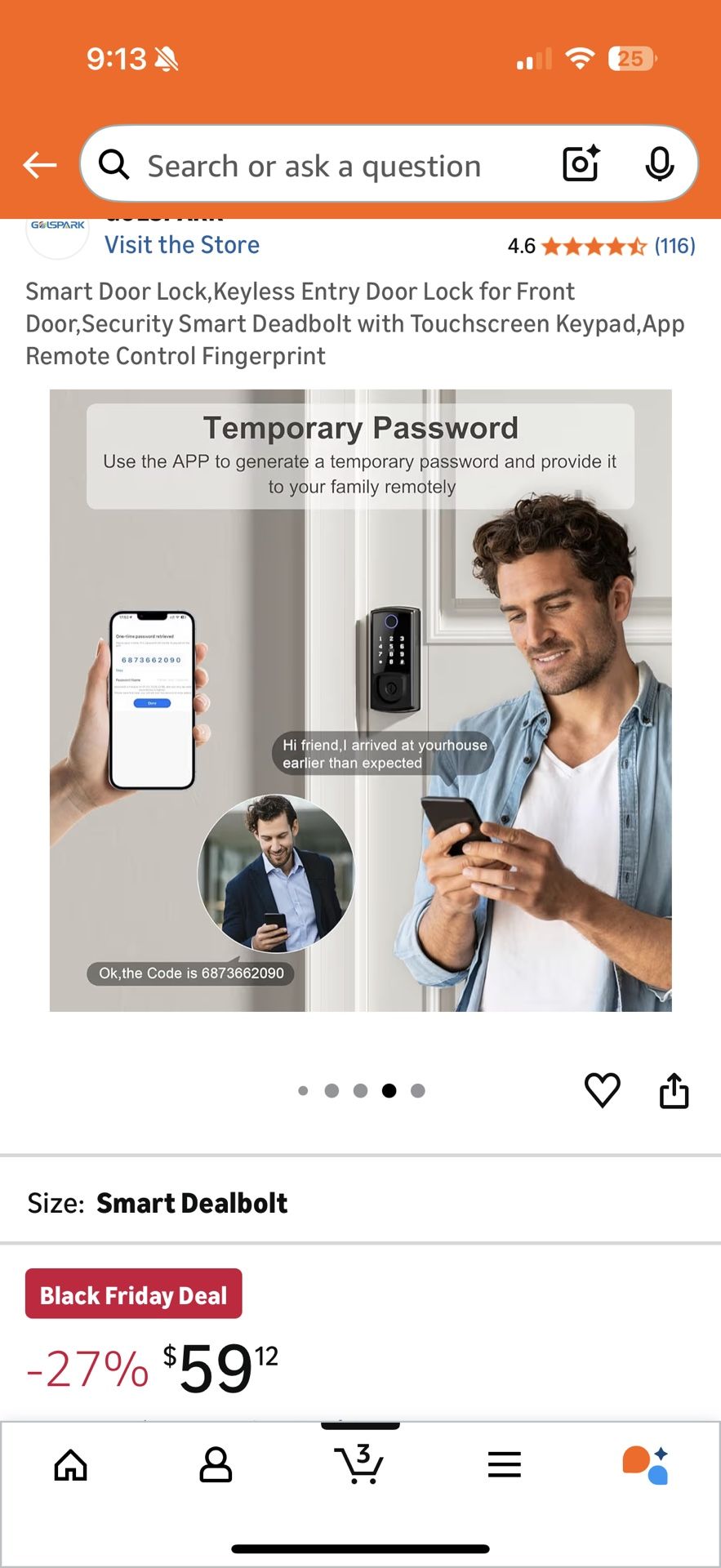Smart Keyless Entry Deadbolt with Fingerprint & App Control - photo 3