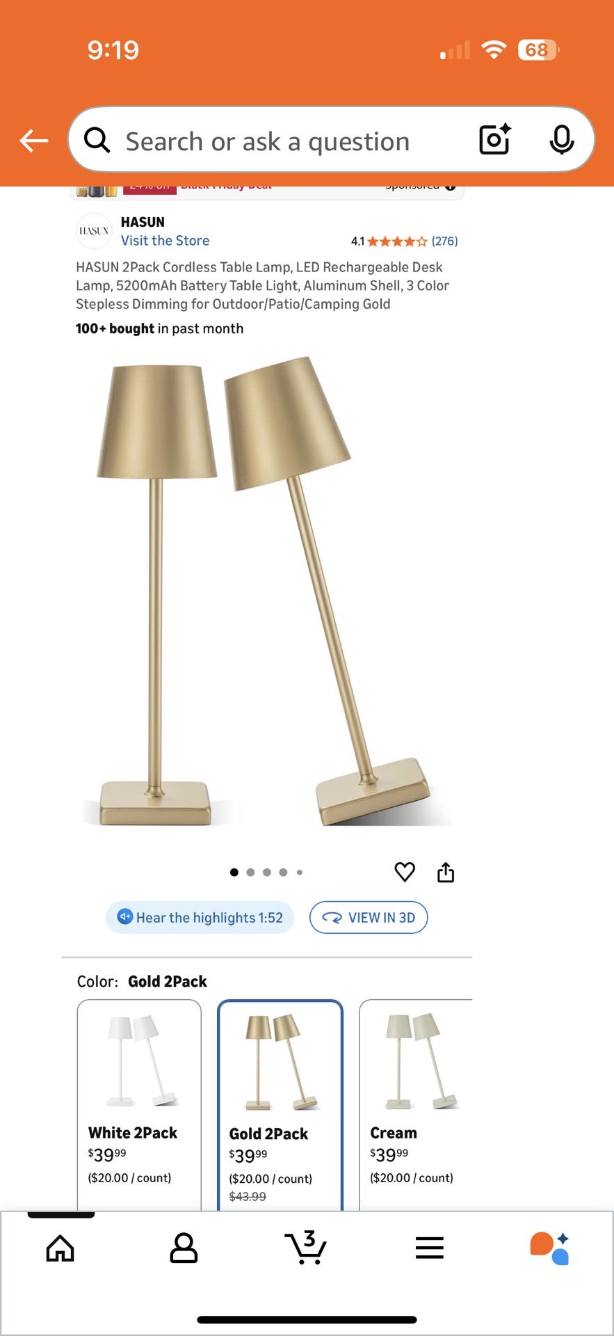 2-Pack Cordless LED Rechargeable Table Lamps - photo 5