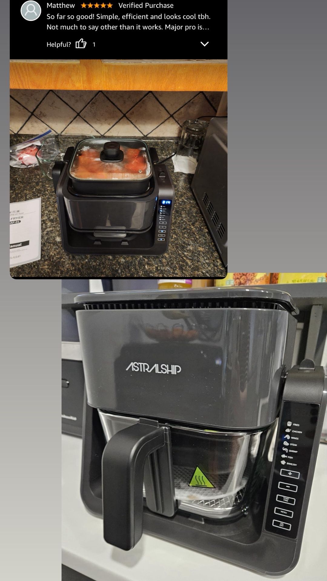 2-in-1 Glass Air Fryer & Grill Combo, 4.2 QT + 1.3 QT - photo 4