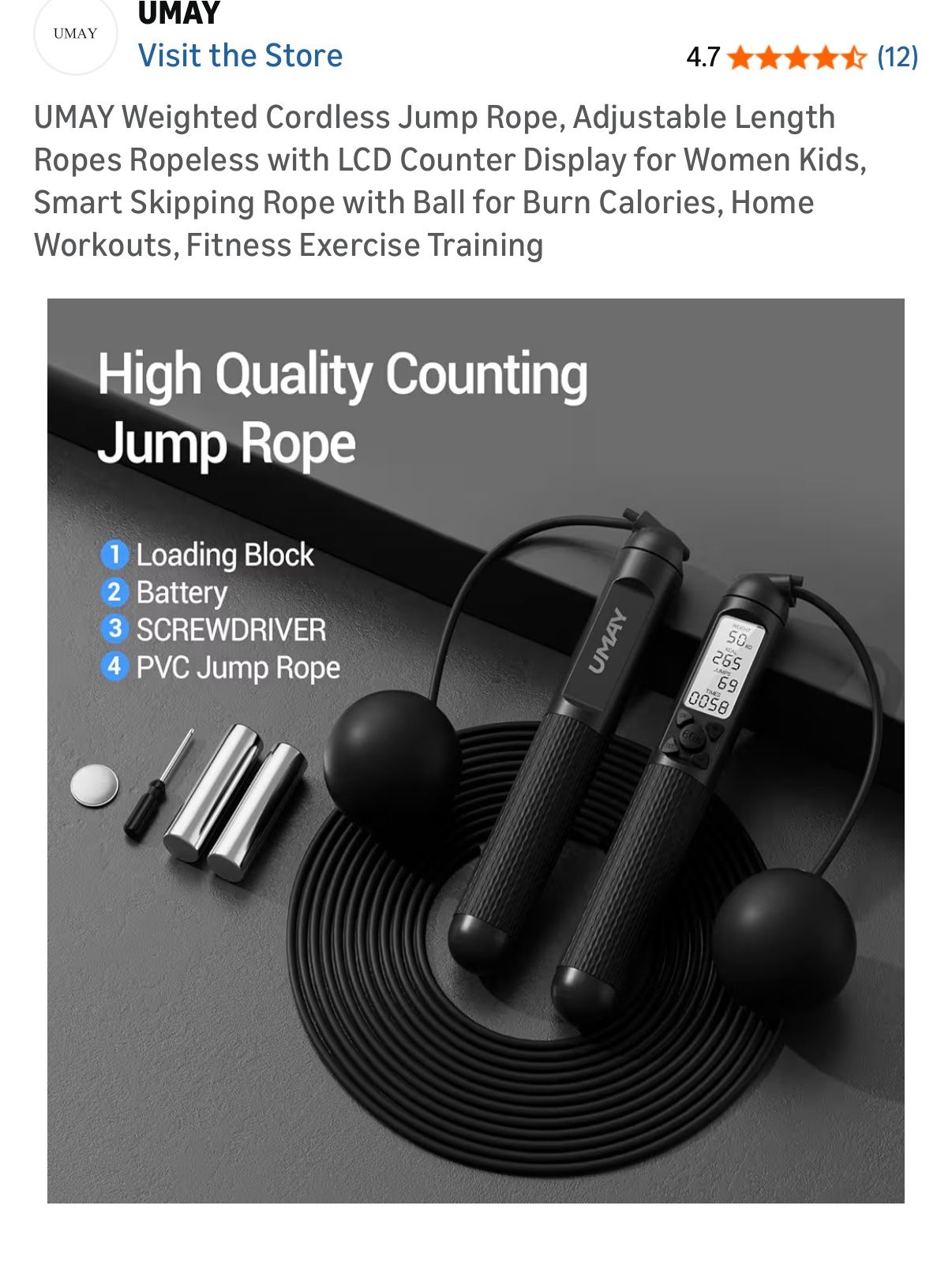 Weighted Cordless Jump Rope with LCD Counter - photo 5