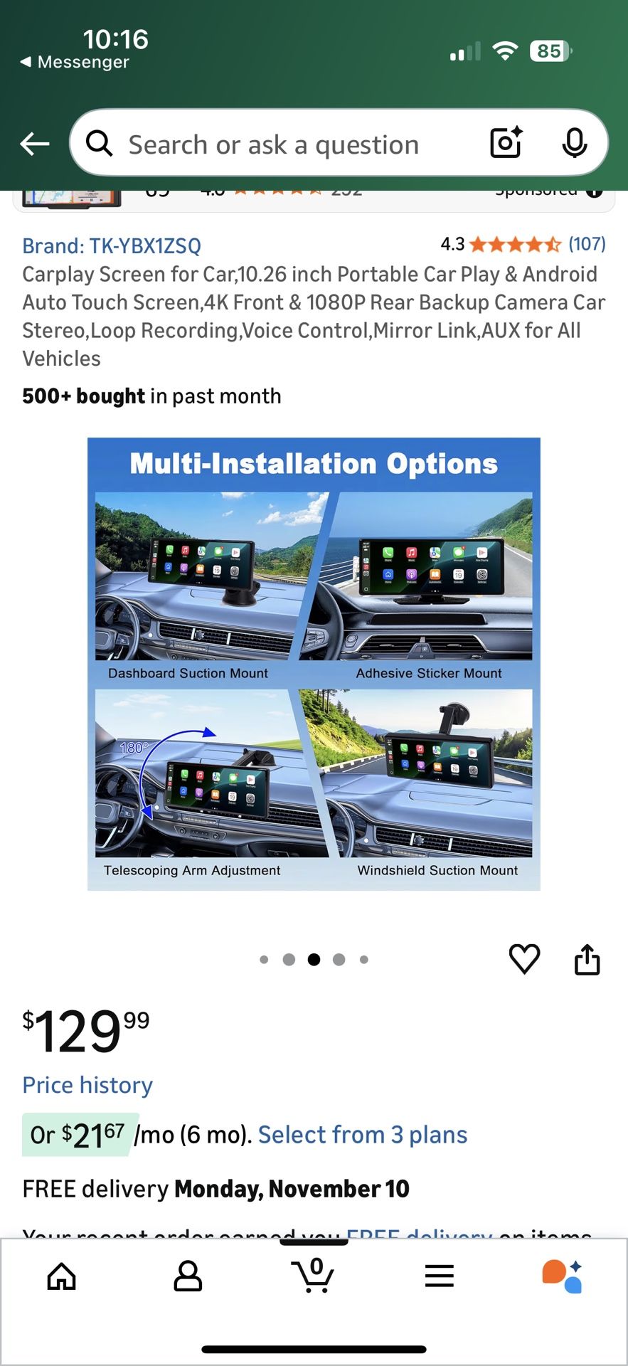 10.26 inch Portable Carplay & Android Auto Touch Screen - photo 5