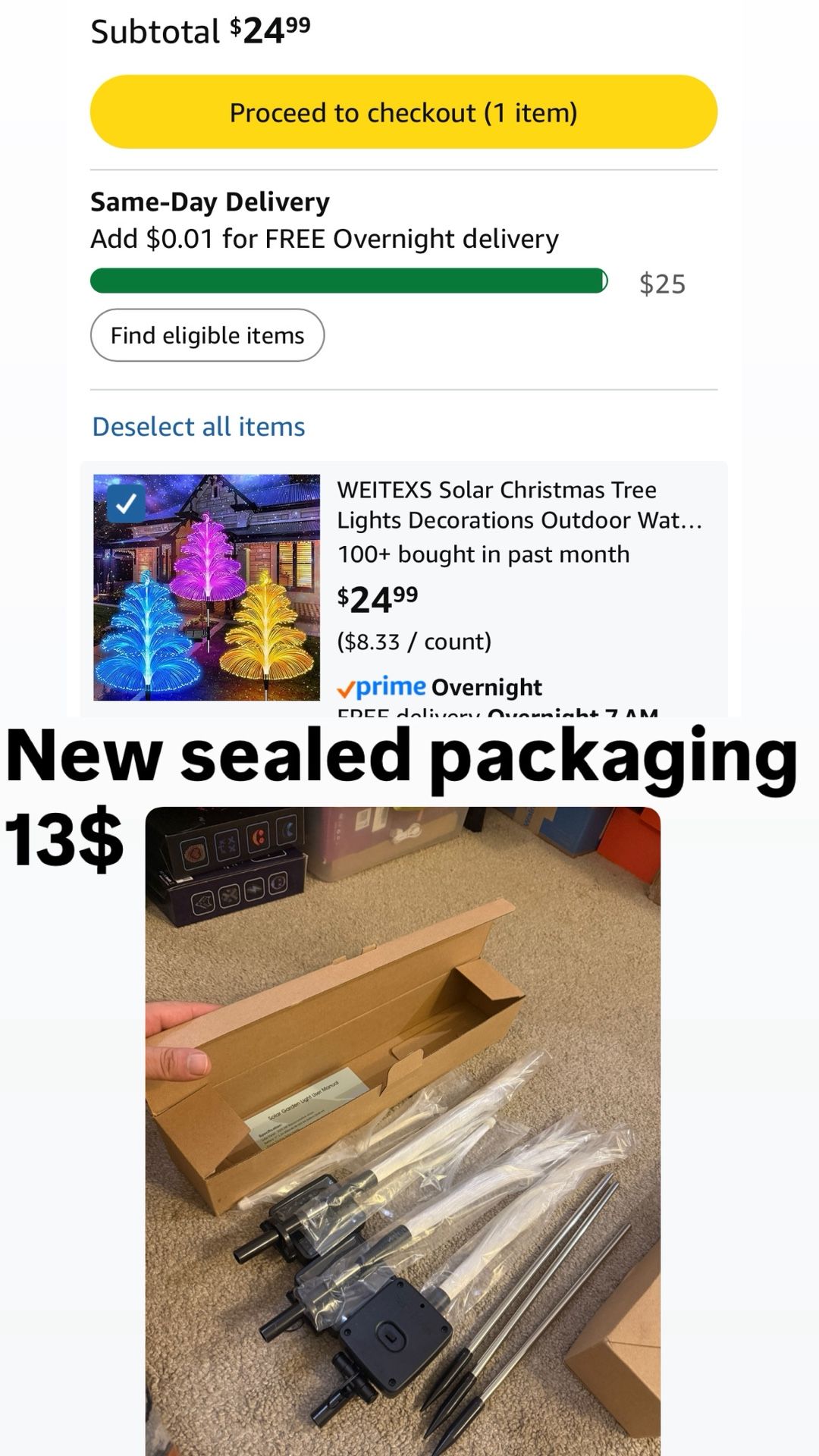 Solar Christmas Tree Lights Optical Fiber 7 Color Changing 3 Pac
