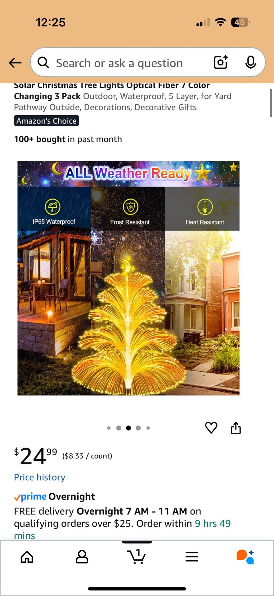 Solar Christmas Tree Lights Optical Fiber 7 Color Changing 3 Pac - photo 3