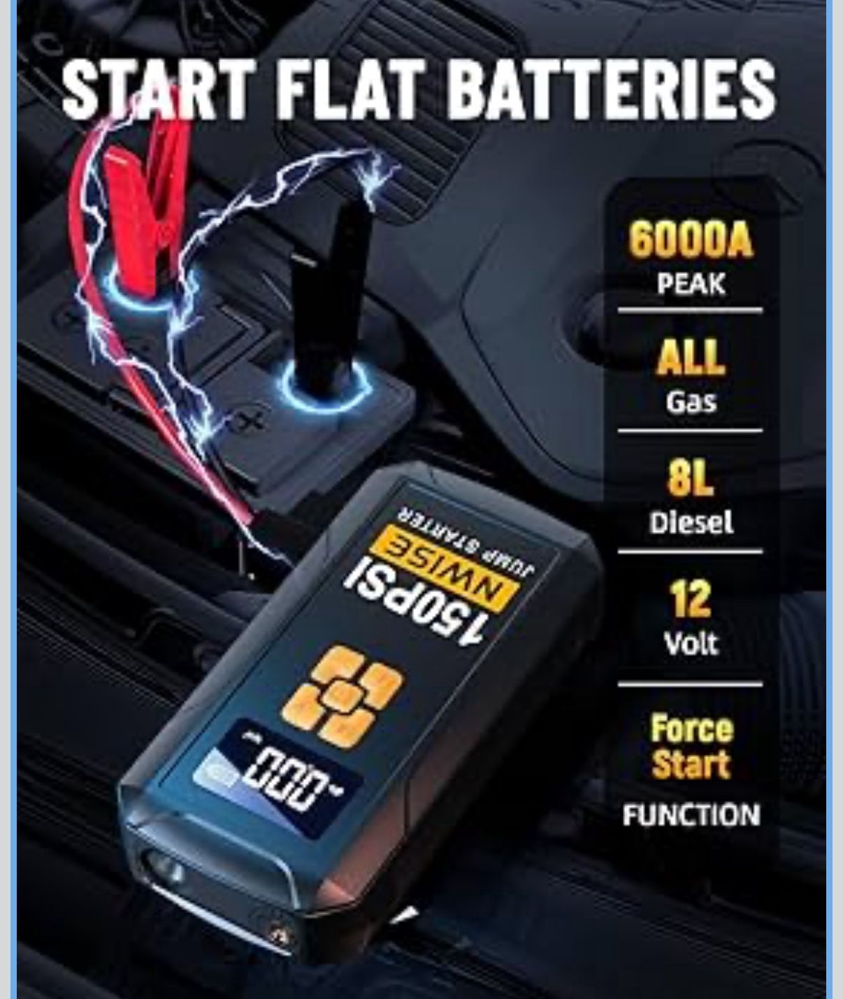 6000 AMP Portable Car Jump Starter with Air Compressor - photo 5