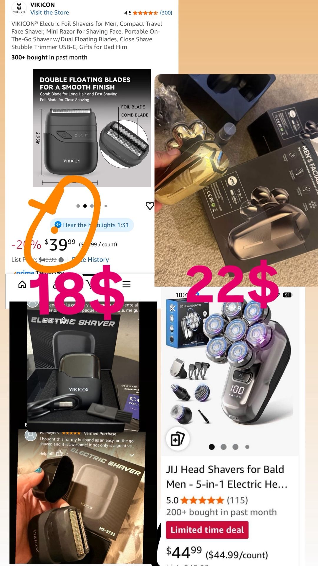 Head Shavers for Bald Men, Wet & Dry 5D Floating Razor