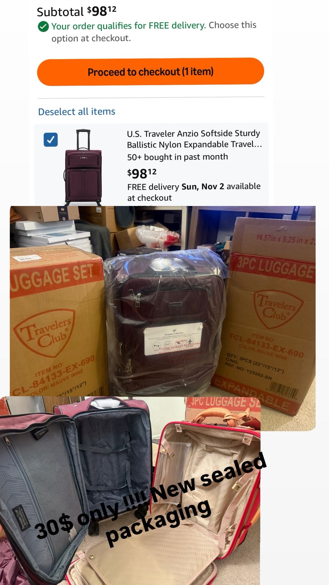 Expandable Travel Suitcase with 4 Wheels - New in Packaging - photo 2