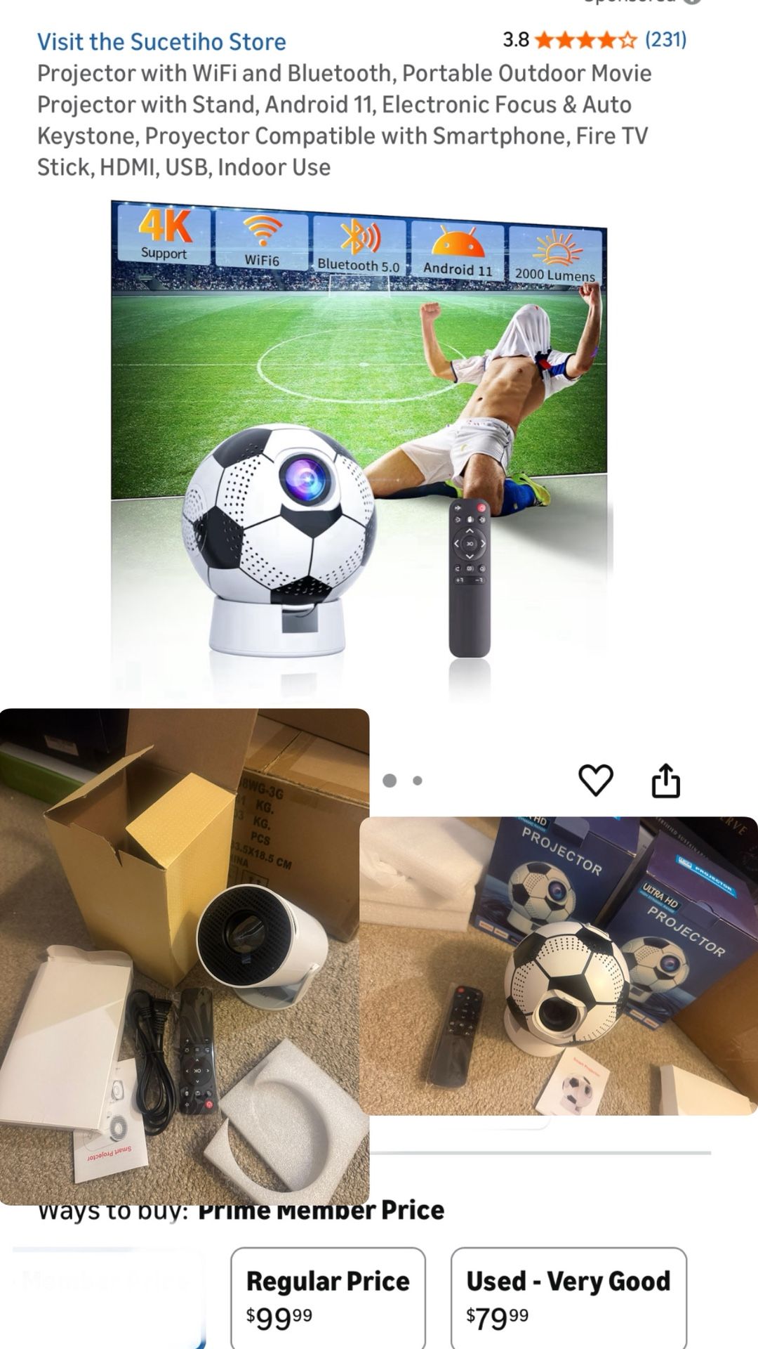 1080P WiFi & Bluetooth Projector with Auto Focus
