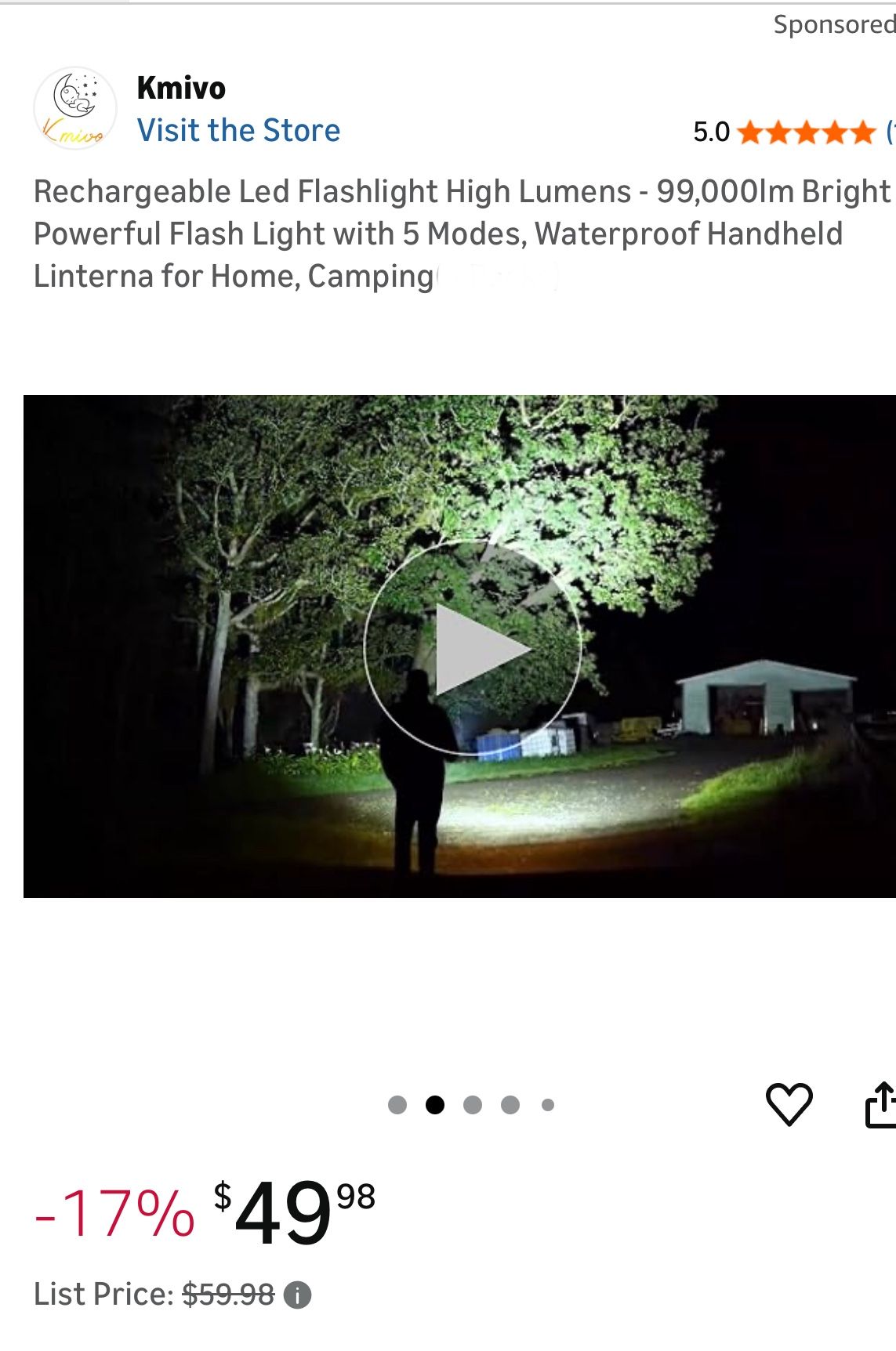 Rechargeable 99,000 Lumens Super Bright LED Flashlight - photo 5