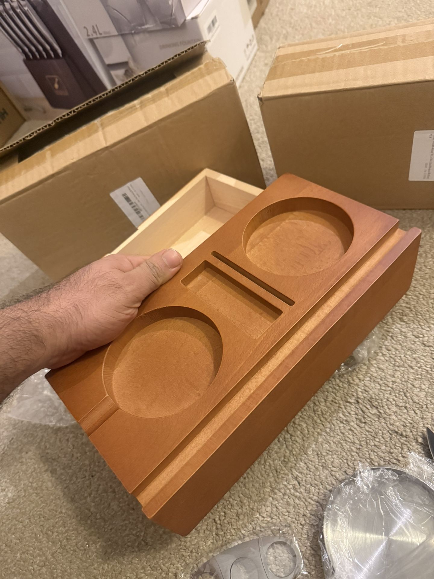 Wooden Cigar Ashtray with Cutters, Phone Holder, and Drawer - photo 3