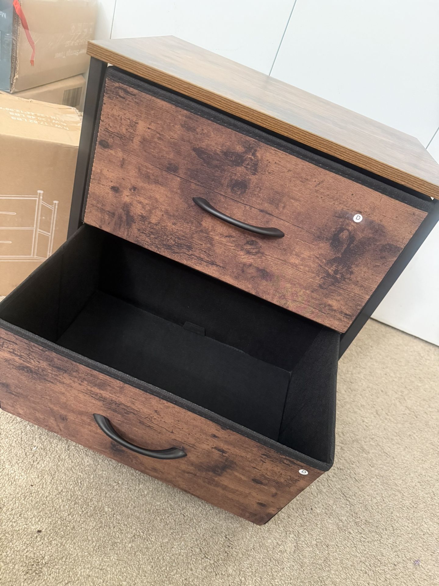 Nightstand with 2 Storage Drawers, 20" Height Small Bed Table - photo 2
