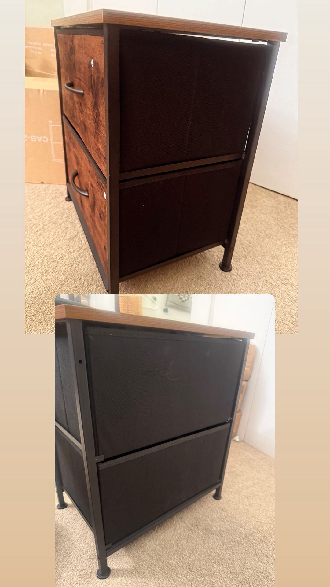 Nightstand with 2 Storage Drawers, 20" Height Small Bed Table - photo 5
