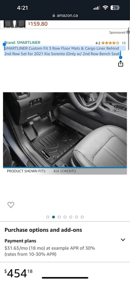 SMARTLINER Floor & Cargo Liner Set for 2021-23 Kia Sorento - photo 3