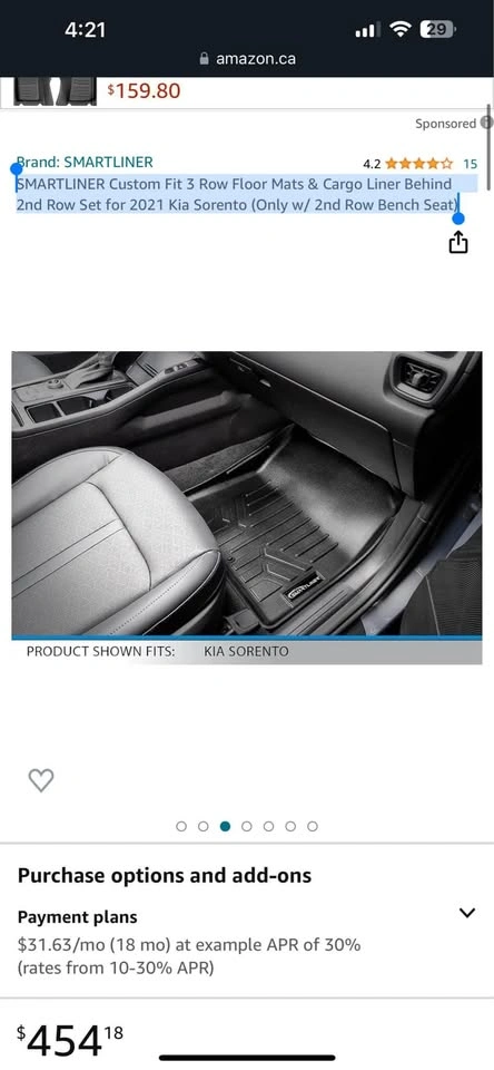 SMARTLINER Floor & Cargo Liner Set for 2021-23 Kia Sorento - photo 4