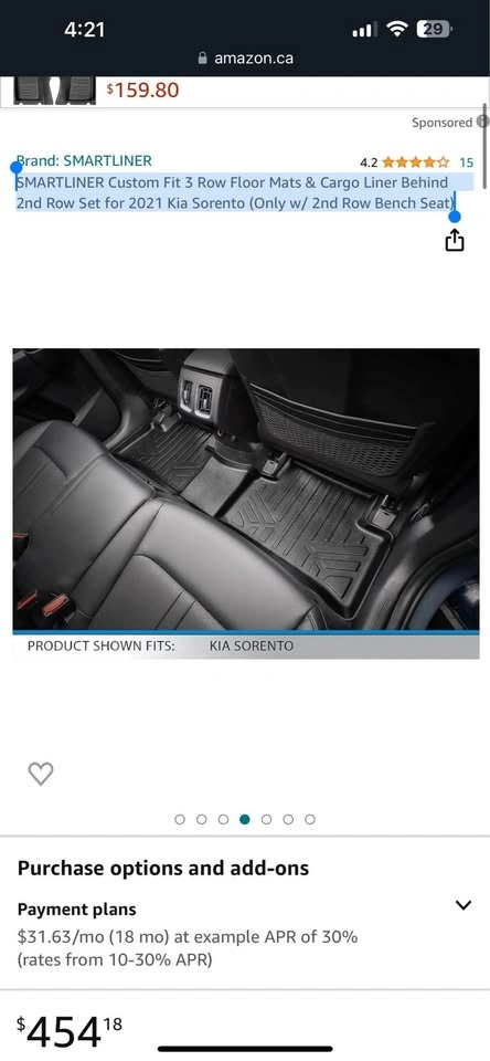 SMARTLINER Floor & Cargo Liner Set for 2021-23 Kia Sorento - photo 5