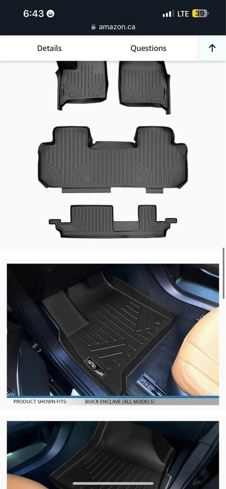3D Smartliner Floor Liners for 2018-24 Buick Enclave - photo 3