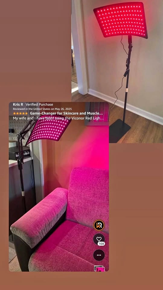 Red Light Therapy Lamp for Face and Body with Stand