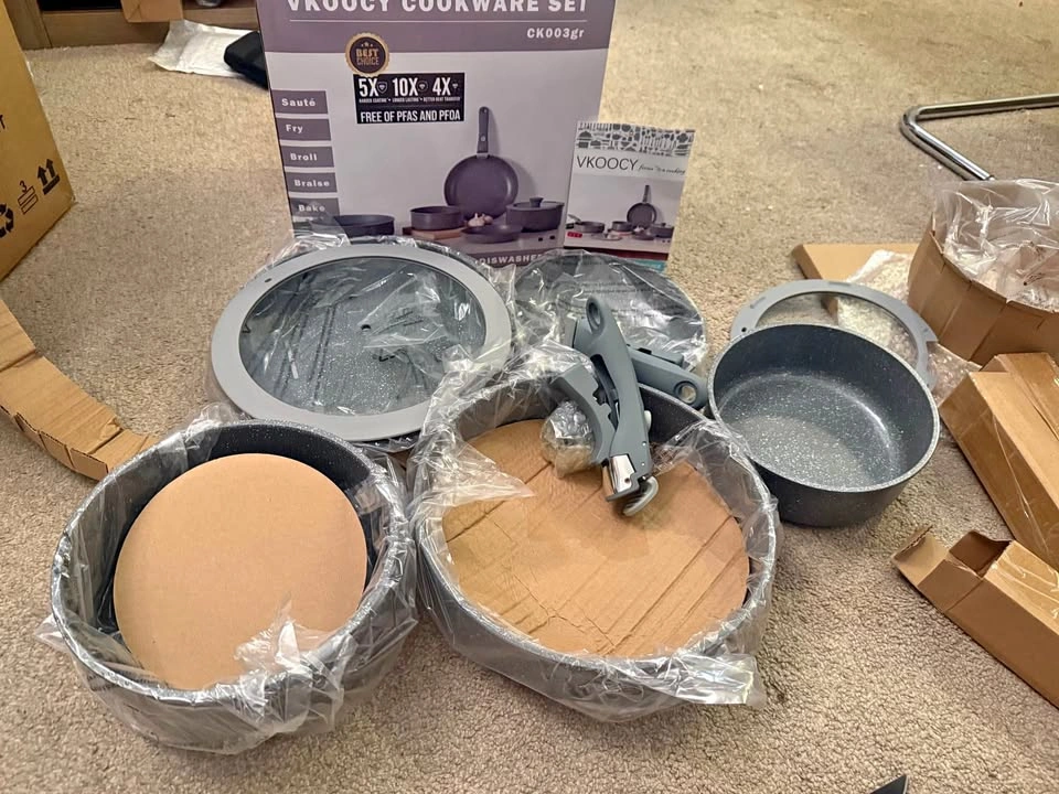 Non Stick Pots and Pans Set with Removable Handle, 5pcs