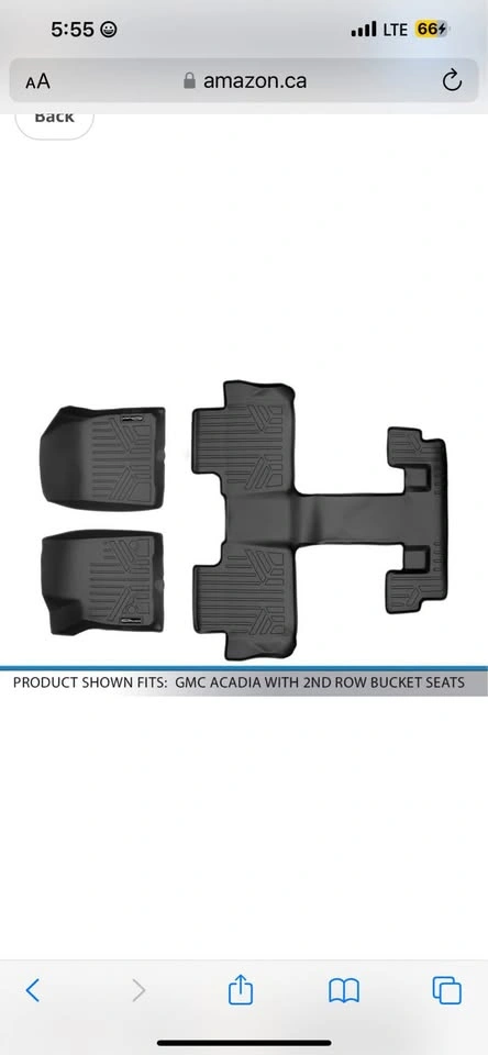 3D Smartliner Custom Fit Floor Liner Set GMC Acadia