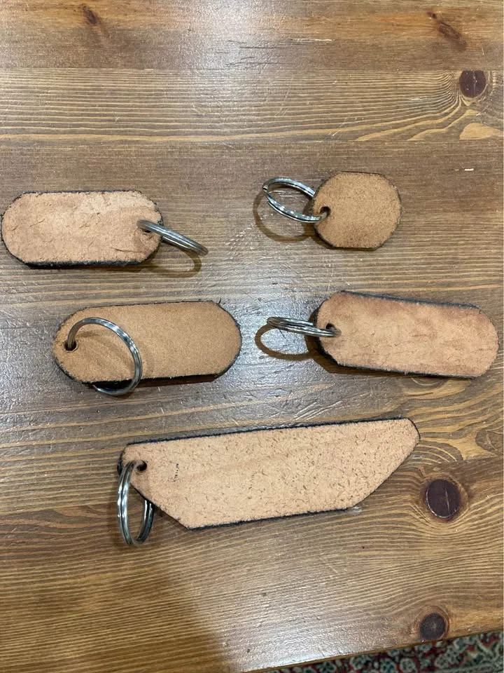 Lot of 5 Vintage Handcrafted Leather Keychains image indicator(2)