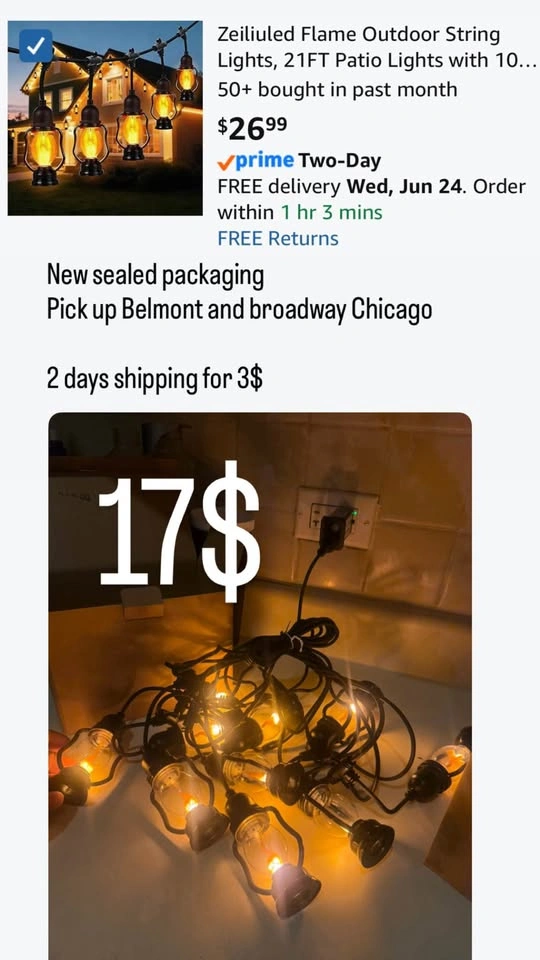Flame Outdoor String Lights, 21FT Patio Lights - photo 2