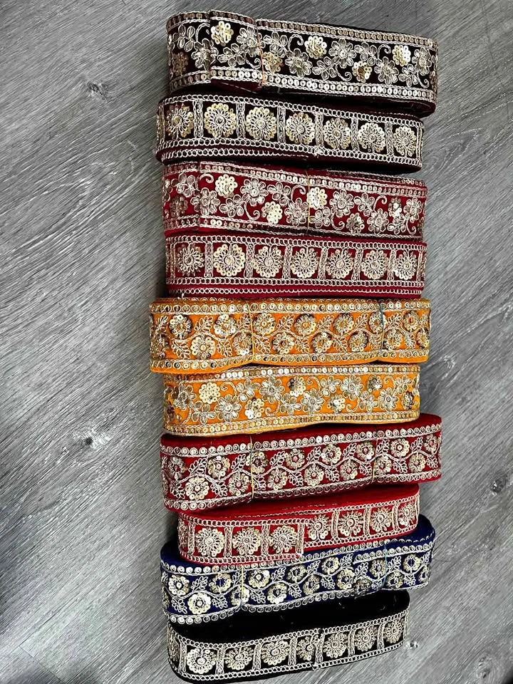 Embroidered Velvet Laces- Multiple Colors