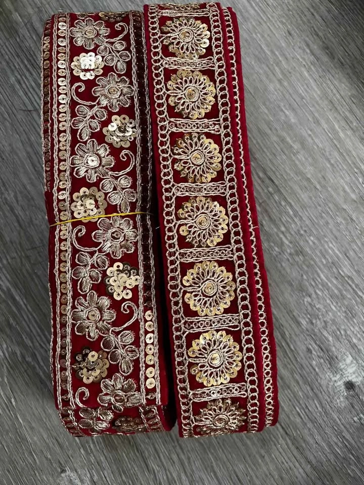 Embroidered Velvet Laces- Multiple Colors - photo 3