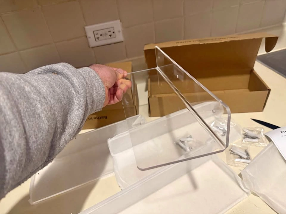 4-Pack Clear Acrylic Floating Shelves, 12" Invisible Wall