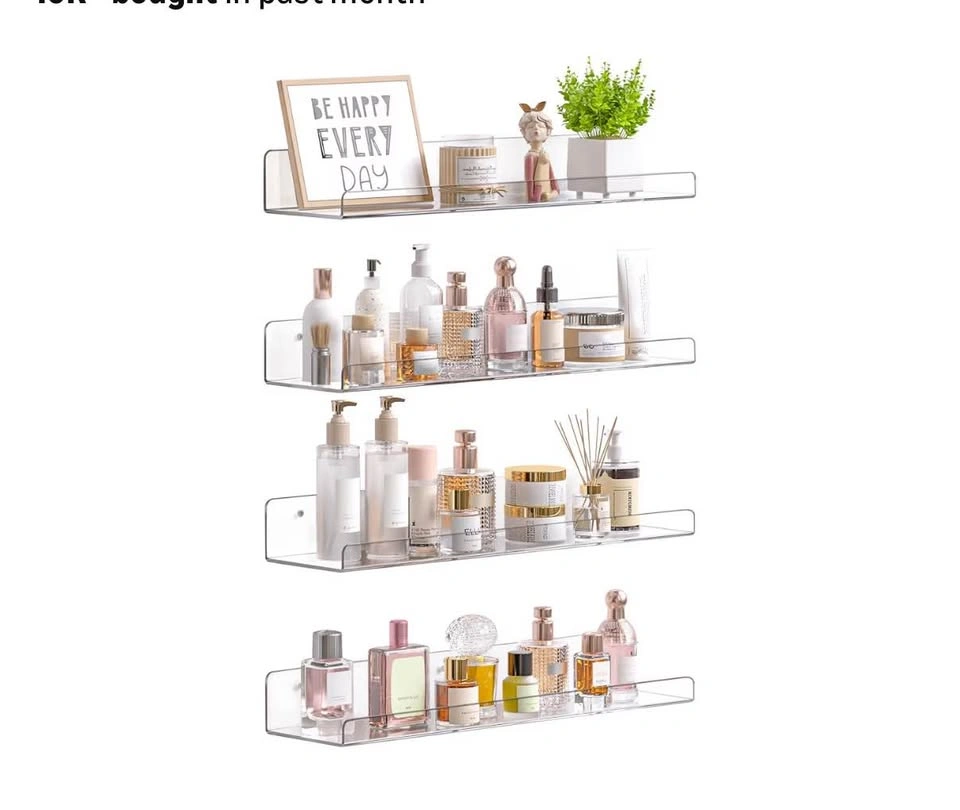 4-Pack Clear Acrylic Floating Shelves, 12" Invisible Wall - photo 2