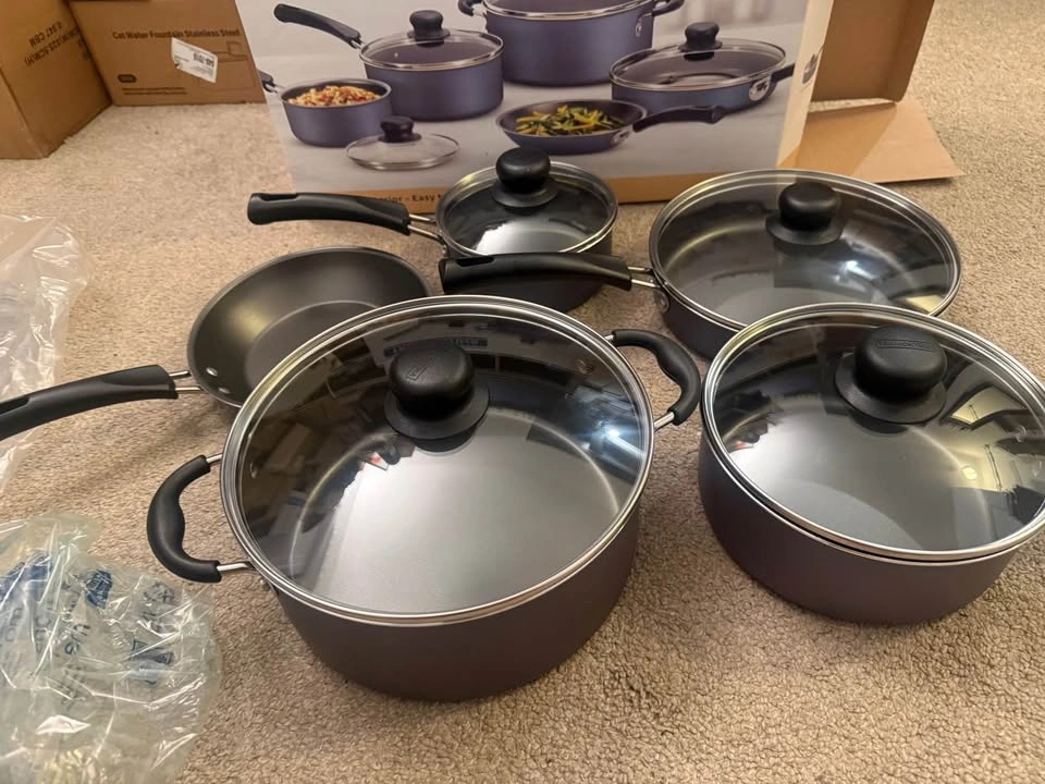 9-Piece Non-stick Cookware Set, Red - photo 2