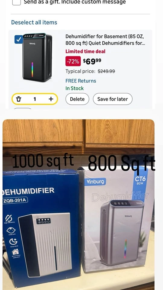 Dehumidifier for Home, 95 OZ Water Tank, 1000 sq.ft