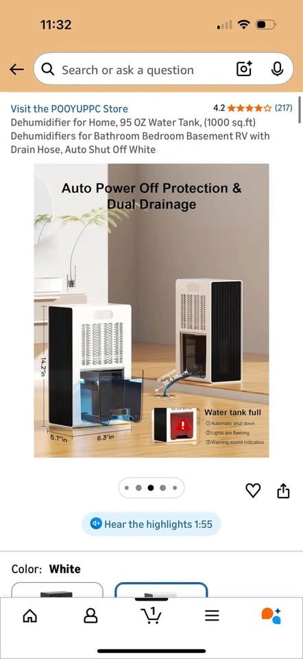 Dehumidifier for Home, 95 OZ Water Tank, 1000 sq.ft - photo 4