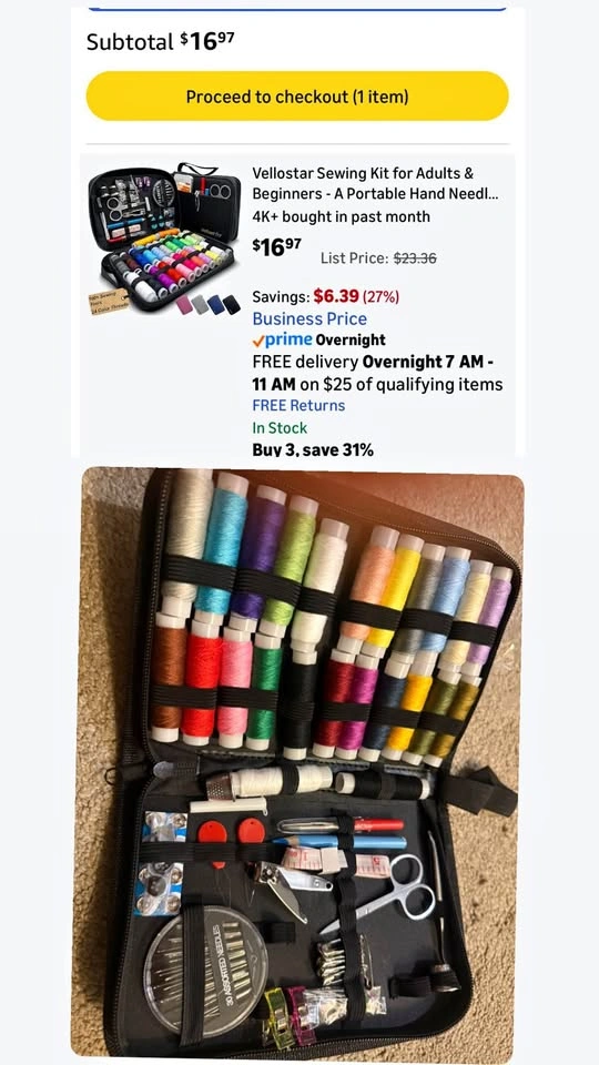 Sewing Kit with 100 Supplies and 24-Color Threads
