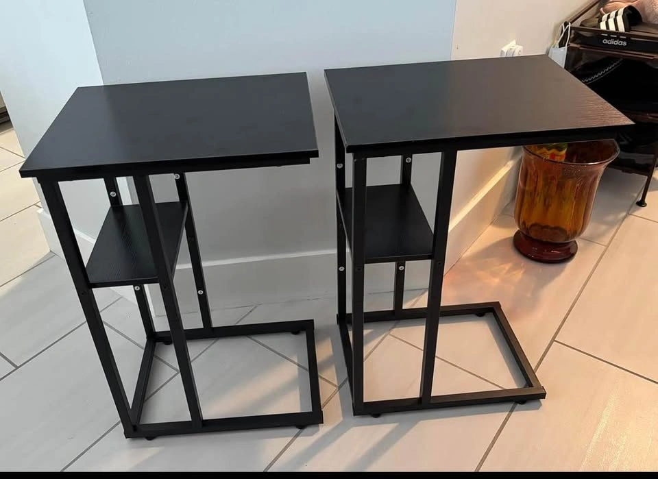 C Shaped Side Table with Storage Shelf - photo 2