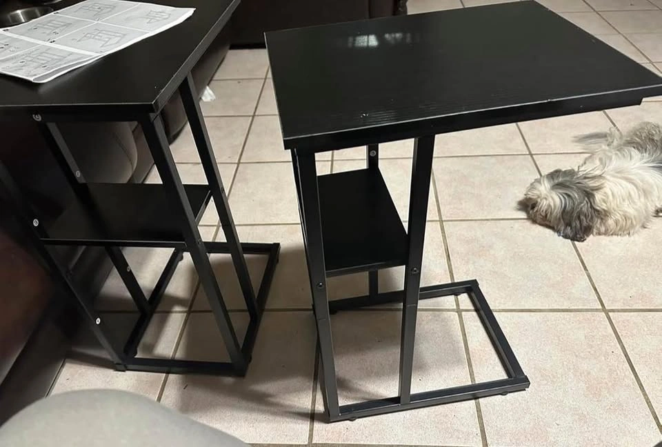 C Shaped Side Table with Storage Shelf - photo 4